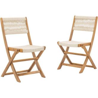 OEM Lote De 2 Sillas De Jard&iacute;n Plegables - Awana - Madera De Acacia Fsc - Cuerda Trenzada - 52 X 48 X 85 Cm