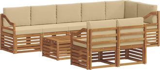 vidaXL Conjunto De Sof&aacute;s De Exterior 9 Uds. Natural Y Beige Poli&eacute;ster Vidaxl
