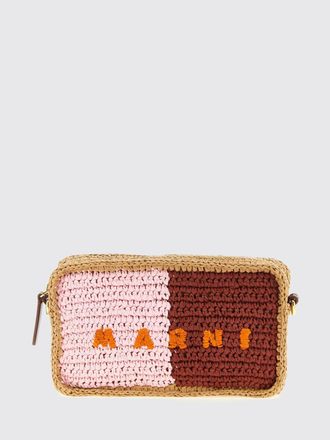 Marni Borsa Seaside Marni in rafia con logo ricamato