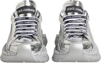 Dolce & Gabbana Silver Leather Super Queen Sneakers Womens Shoes