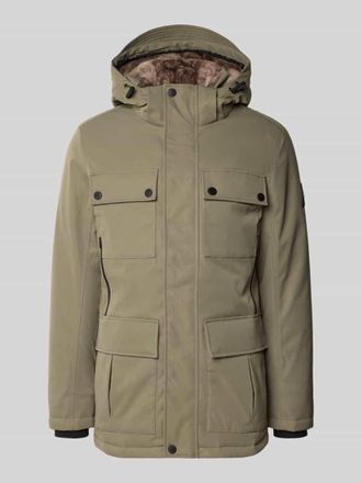 Tom Tailor Regular Fit Parka mit Webpelz-Kapuzenfutter in Oliv, Gr&ouml;&szlig;e XL