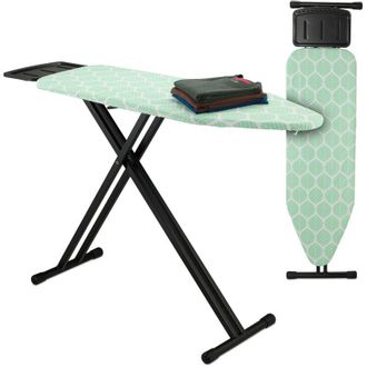 Relaxdays Relaxdays Tabla De Planchar Para Plancha De Vapor, 123 X 39 Cm, Regulable En Altura, Plegable, Estante, Verde/negro