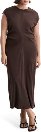 Mango Cotton Jersey Midi Dress in Brown at Nordstrom, Size 10