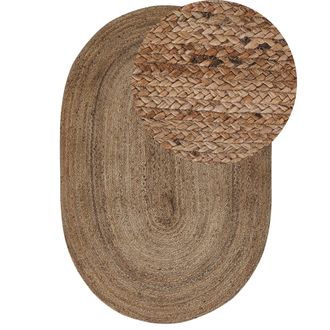 Beliani Alfombra De Yute Beige 120 X 180 Cm Trenzada Suelo Radiante Sala De Estar Dormitorio Demirci