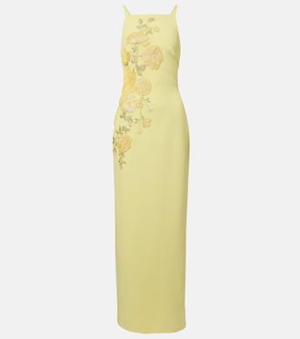 Elie Saab Embroidered halterneck cady maxi dress