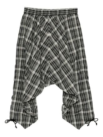 Junya Watanabe plaid drop-crotch trousers - Grey