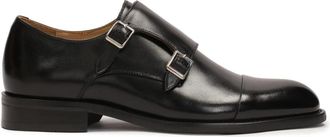 Kazar Dubbele gladleren monniken - Heren - Loafers - Zwart - 45 EU - Leer - Schoenen