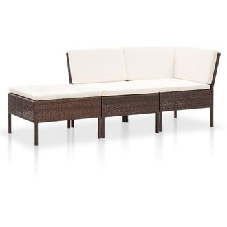 vidaXL Set Divani da Giardino 3 pz con Cuscini in Polyrattan Marrone - Vidaxl