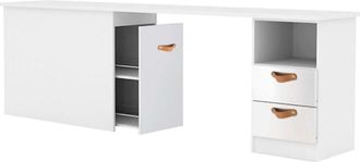 Muemue Escritorio + almacenaje 90 aglomerado blanco cuero 76,5x242x45cm