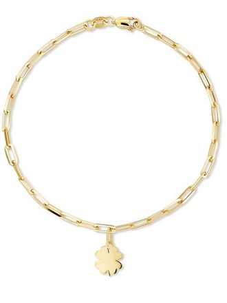 Devata Clover Heart Charm with Paperclip Chain Bracelet in 14K Gold, 7 in Yellow Gold at Nordstrom