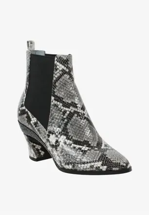 J. Rene&eacute; Womens Carlee Almond Toe Booties In Black/white Snake Print