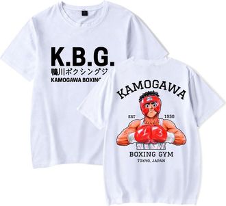 Generic Anime Hajime No Ippo Print T-Shirt Men Women O-Neck Fashionable Short Sleeve (White,L)