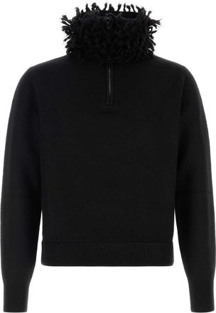 Alexander McQueen Alexander Mcqueen Mens Black Wool Blend Sweater - Size Medium