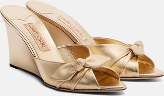 Jimmy Choo London Livi metallic leather wedge mules