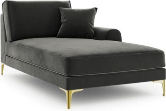 BLOOMINGLOFT Chaiselongue Madara mit Samtbezug - Dunkelgrau