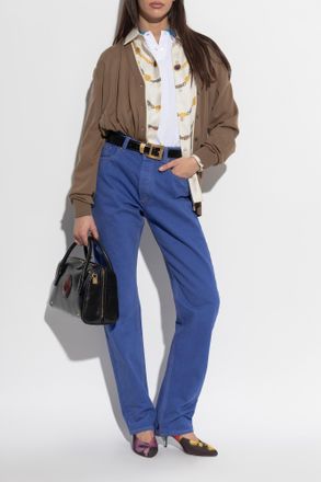 Versace Silk Shirt With The Lover Print, Womens, Cream