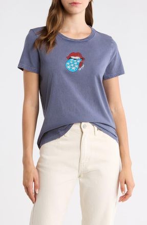 Lucky Brand Rolling Stones Graphic Embellished Cotton T-Shirt in Night Shadow Blue at Nordstrom, Size Xx-Large
