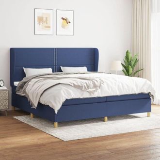 vidaXL Vidaxl - Cama Box Spring Con Colch&oacute;n Tela Azul 200x200 Cm