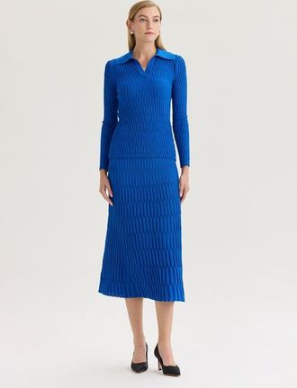 Misook Raised Geometric Soft Knit Tunic in Aegean Blue at Nordstrom, Size Xx-Large