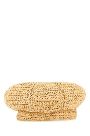 Prada Womens Beige Rafia Baker Boy Hat Naturale Exterior: Viscose Cappelli E Fasce Per Capelli