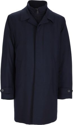 Fay Minimalist Blue Virgin Wool Trench Coat