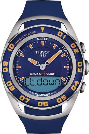 Tissot Sailing Touch Swiss Compass Silicone Strap Watch, 45mm in Blue at Nordstrom Rack