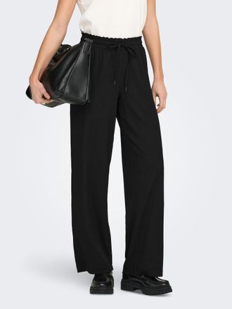 Only Schlupfhose ONLY ONLALTA MW STRING WIDE PANT PNT ZLO, Damen, Gr. M, L&auml;nge 32, schwarz, Web, Obermaterial: 98% Polyester, 2% Elasthan, unifarben, lang,
