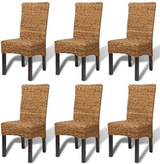 vidaXL Vidaxl - Sedie da Pranzo 6 pz in Abaca e Legno Massello di Mango