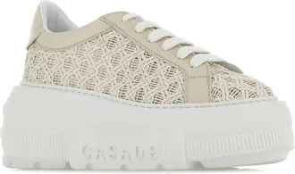 Casadei Womens Sand Mesh Sneakers Offwhite