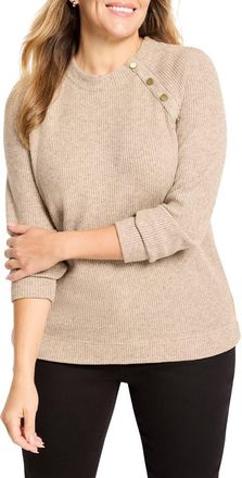 Nic+Zoe Thermal Knit Button Top in Walnut at Nordstrom, Size 3 X