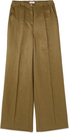 Oltre Wijde Pijpen Broek van Linnenmix - Dames - Wijde Broeken - Groen - 3XL - Linnen - Broeken