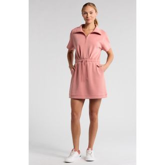 Zella Ultra Soft Knit Quarter Zip Dress in Pink Desert at Nordstrom Rack, Size Medium