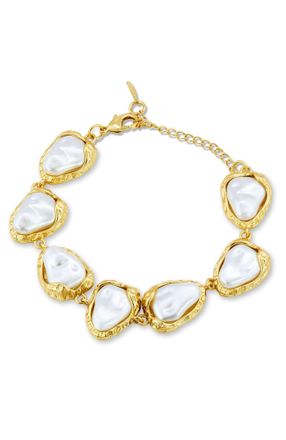 Savvy Cie Jewels GOLD PLATED OVER BRASS BAROQUE SEA PEBBLES BRACELET