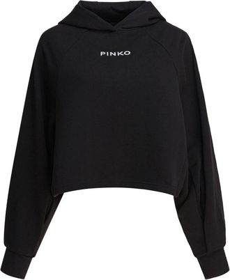 Pinko Zwart Gebreid Aw 25 Elegante Stijl - Dames - Hoodies - Zwart - S - Katoen - Hoodies & sweatvesten