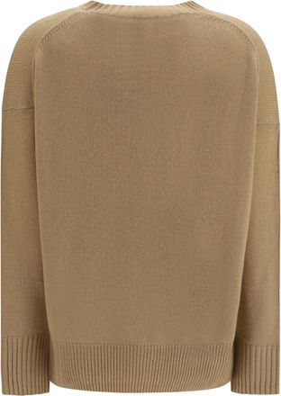 Allude Womens Cashmere Crewneck Sweater Beige