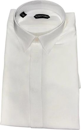 Tom Ford Charmeause Fluid Fit Shirt - Heren - Zakelijke Overhemden - Wit - M - Overhemden