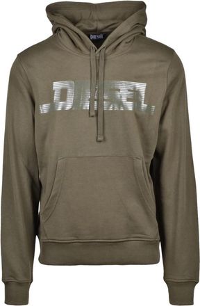 Diesel Felpa con cappuccio - Heren - Hoodies - Groen - L - Katoen - Hoodies & sweatvesten