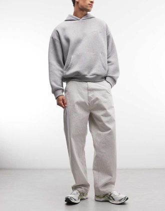 Carhartt Work in Progress Mercer pantaloni relaxed straight fit a gamba singola con righe bianche-Bianco