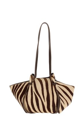 Yuzefi Zebra Print Mochi Pony Leather Tote Bag