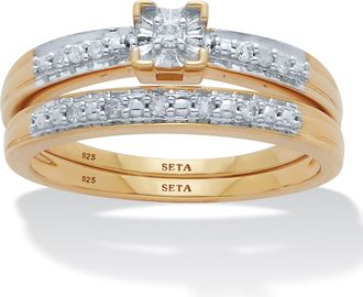 Palm Beach Jewelry 09 TCW Diamond 18K Gold-Plated Sterling Silver Bridal Set