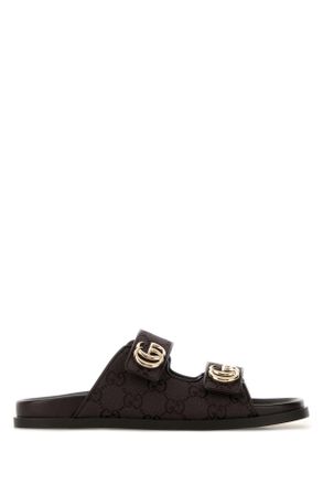 Gucci Dark Brown Canvas Slippers