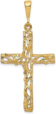 Diamond2Deal 10k Yellow Gold Satin Polished Antiqued Cross Pendant