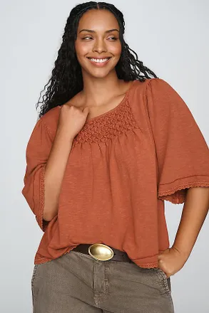 Pilcro Flutter-Sleeve Swing Blouse