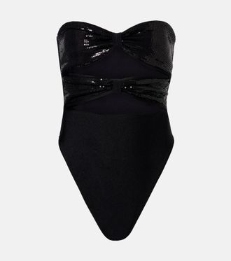Adriana Degreas Cutout sequined swimsuit