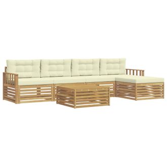 vidaXL Conjunto De Sof&aacute;s De Exterior 7 Pcs Blanco Y Crema Poli&eacute;ster Vidaxl