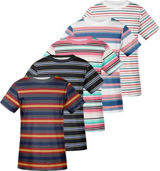 Generic Mens Striped T-Shirt Multipack Short Sleeve Cotton Casual Summer Lightweight Crew Neck Everyday Essential Casual Tee-5