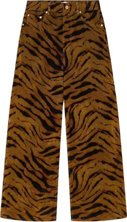 Ganni zebra-print straight-leg jeans - women - Recycled Cotton/Viscose/Recycled Polyester - 27 - Brown