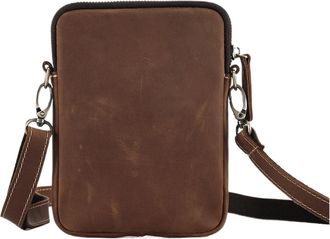 Generic Compatible For Leather Mens Crossbody Bag Genuine Casual Travel Small Cell Phone Purse Shoulder(Crazy Horse Brown)
