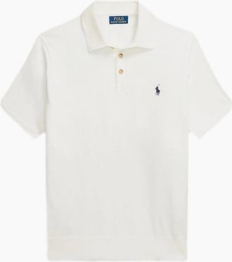 Polo Ralph Lauren Mens Polo Ralph Lauren Cotton Polo Collar Sweater 005 Deckwash White W/Navy - Size: 40