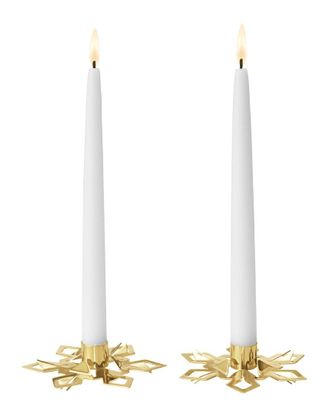 Georg Jensen Hand Polished 18K-Plated Snowflake Taper Candleholder